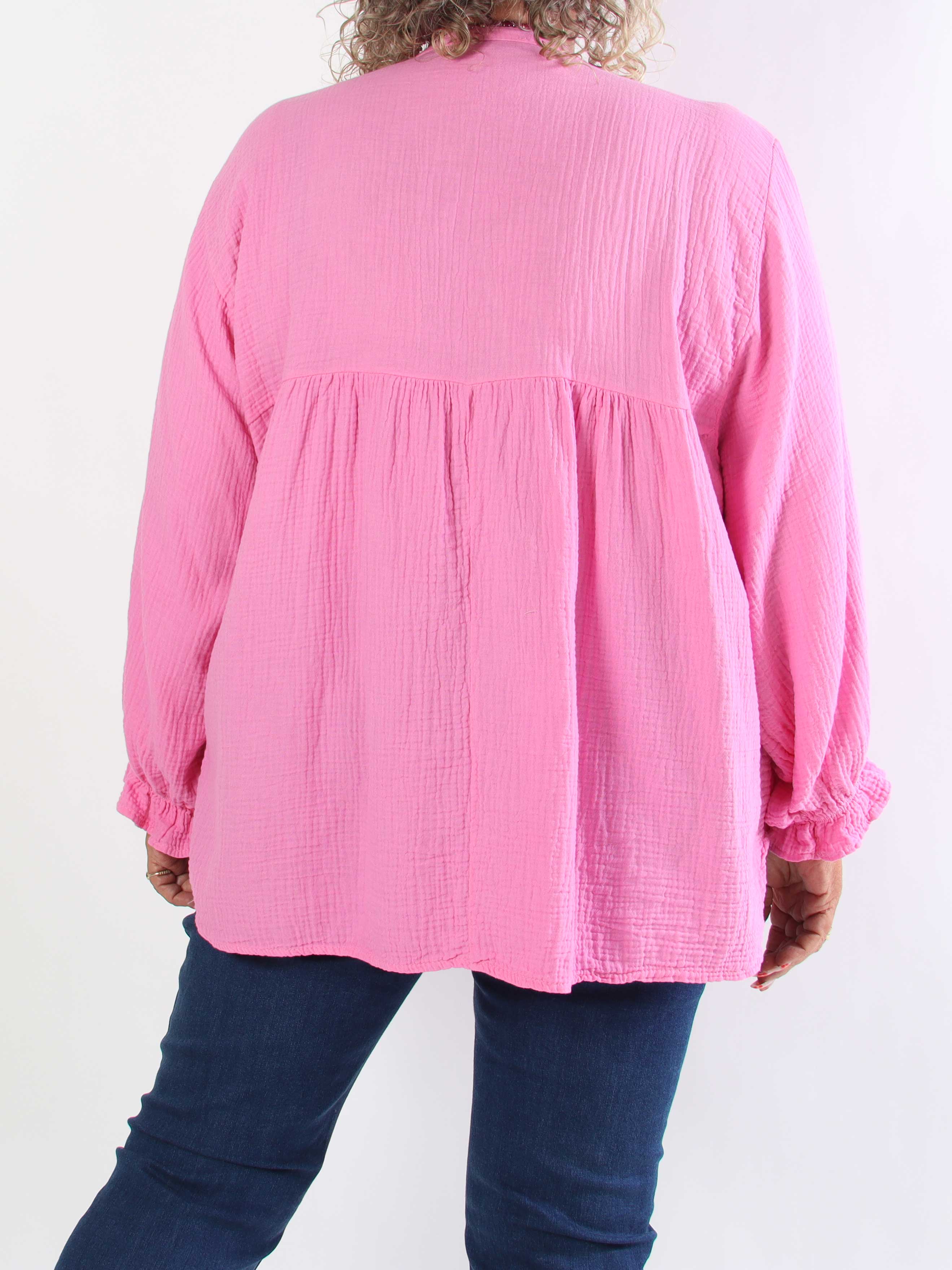 Diva Plain - Plus size tunikaskjorte i blødt musselin-stof
